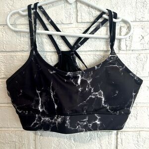Buff Bunny Collection Black and White Marbled Women’s Sports Bra- Size Small NWT